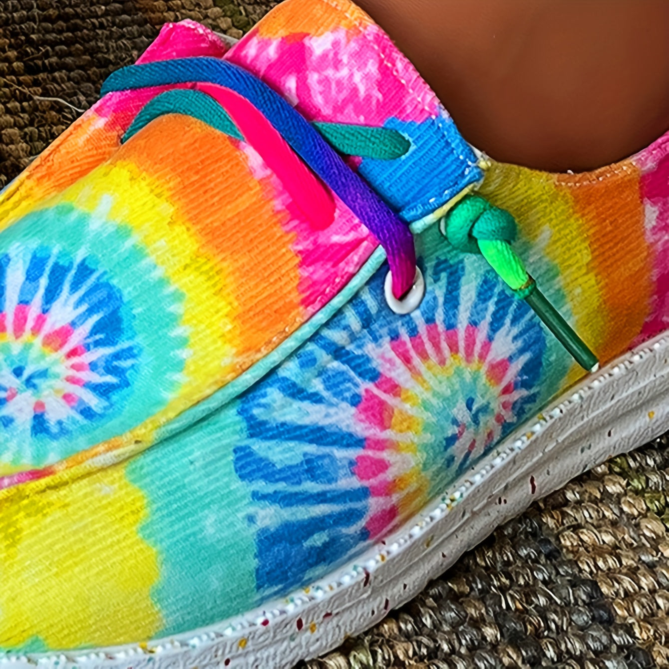 Women's Tie Dye Color Canvas Shoes, Casual Lace Up Outdoor Shoes, Lightweight Low Top Sneakers